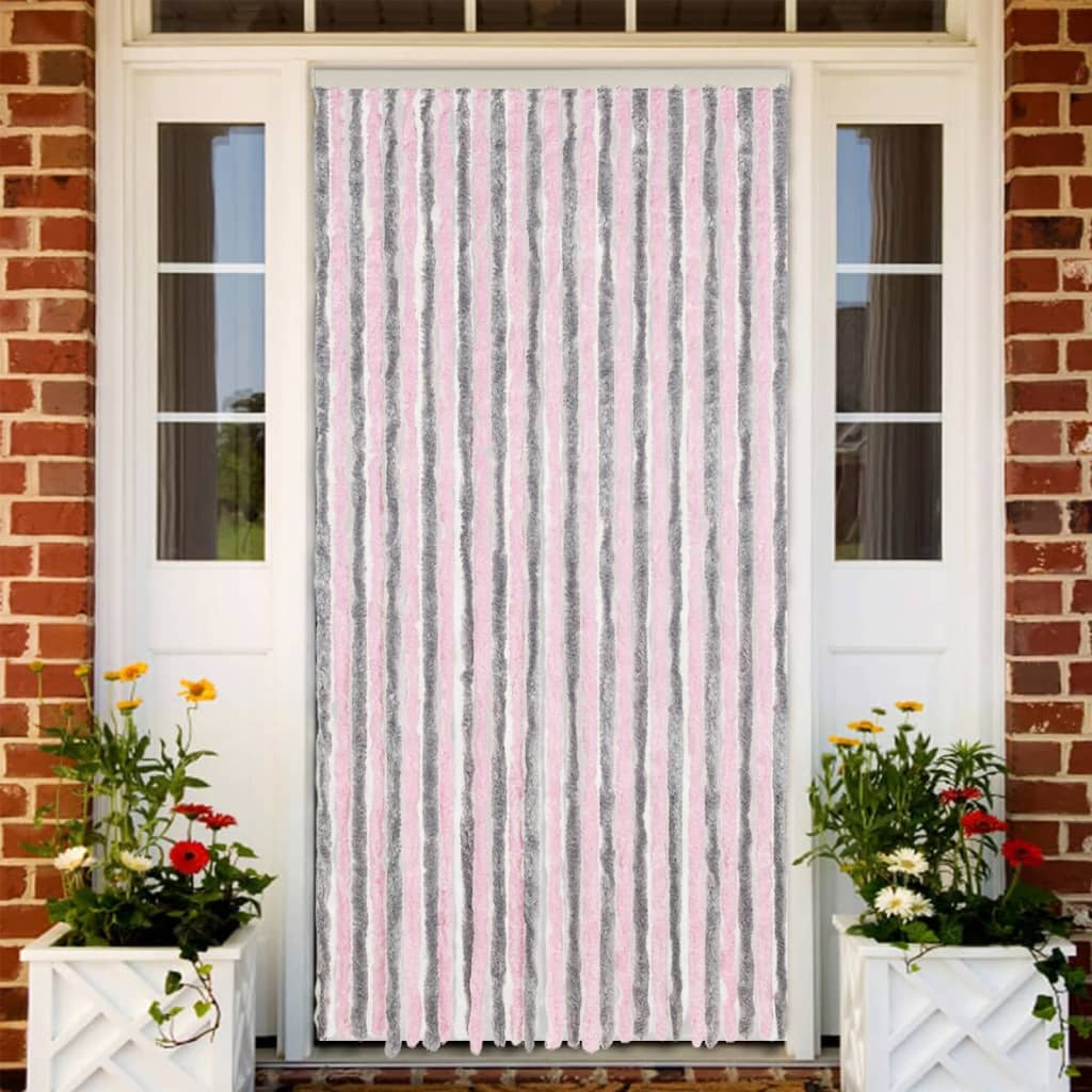 Fly Curtain Silver Grey and Pink 118x220 cm Chenille