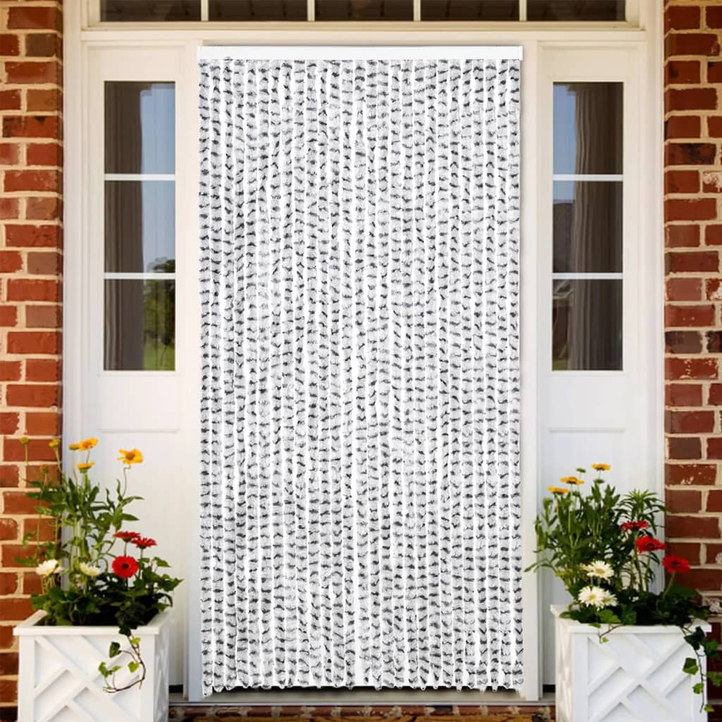Fly Curtain Light Grey and Dark Grey 118x220 cm Chenille