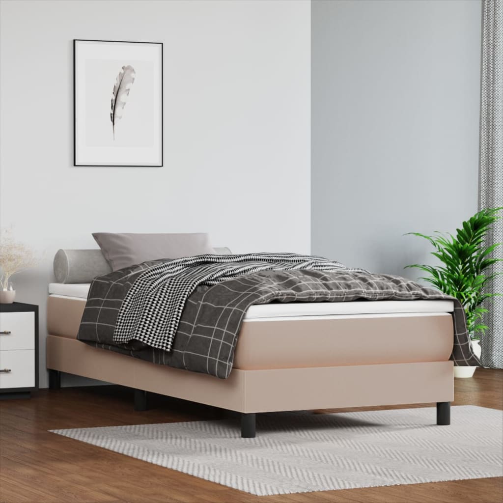Pocket Spring Bed Mattress Cappuccino 80x200x20 cm Faux Leather