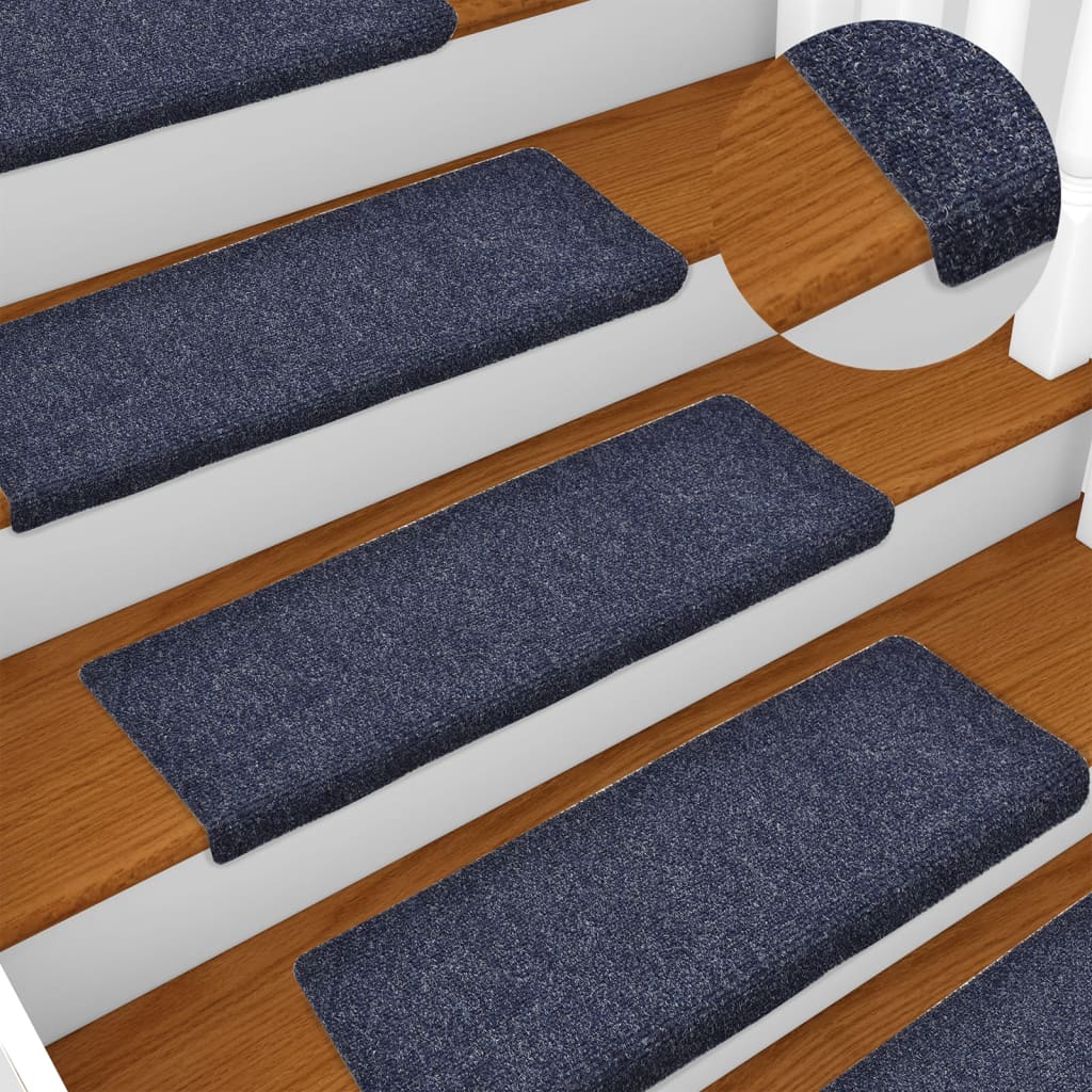 Stair Mats 15 pcs Needle Punch 65x21x4 cm Blue