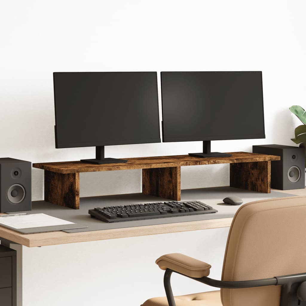Monitor Stand Smoked Oak 100x27x15 cm Engineered Wood