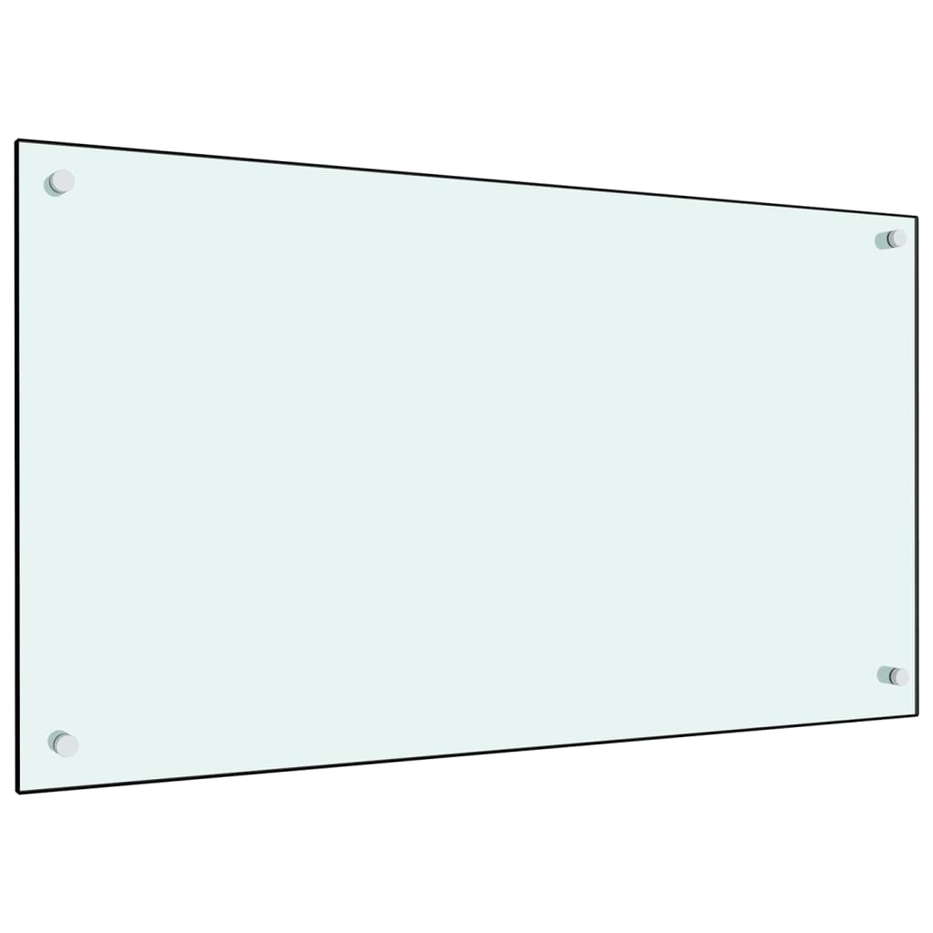 Kitchen Backsplash White 90 x 50 cm Tempered Glass