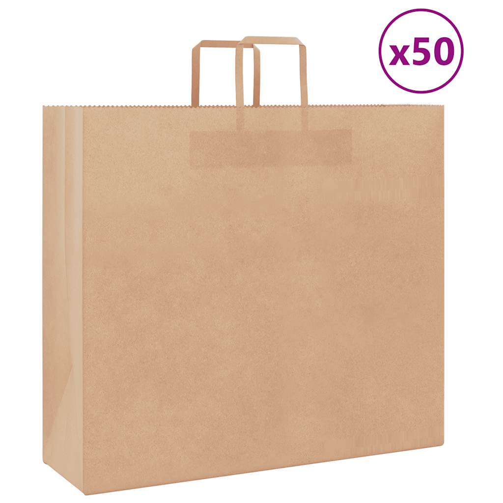 Paper Bags 50 pcs with Handles Brown 54x15x49 cm