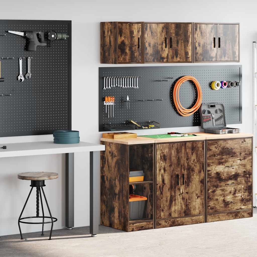 Garage Cabinets 2 pcs Smoked Oak Engineered Wood