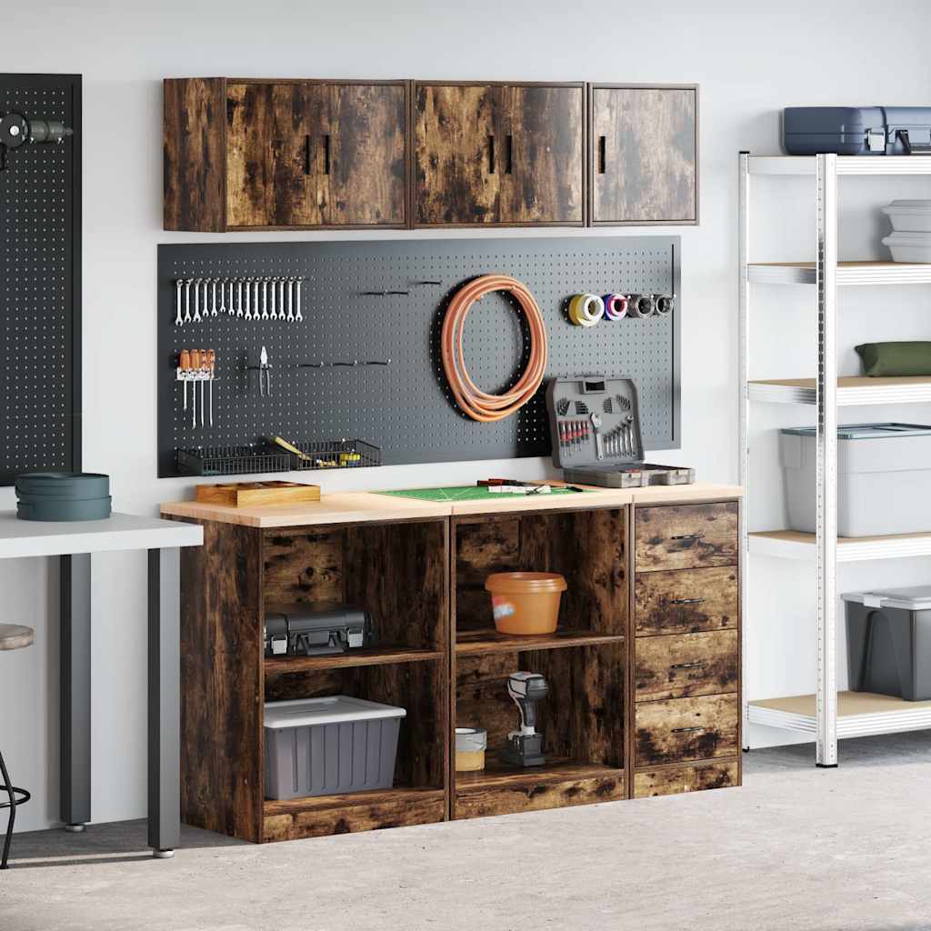 Garage Cabinets 6 pcs Smoked Oak Engineered Wood