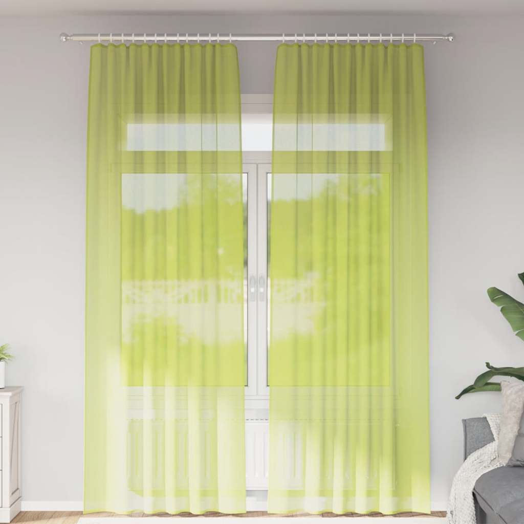 Voile Curtains with Tab Top 2 pcs Apple Green