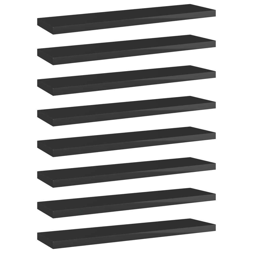 Bookshelf Boards 8 pcs High Gloss Black 40x10x1.5 cm Engineered Wood
