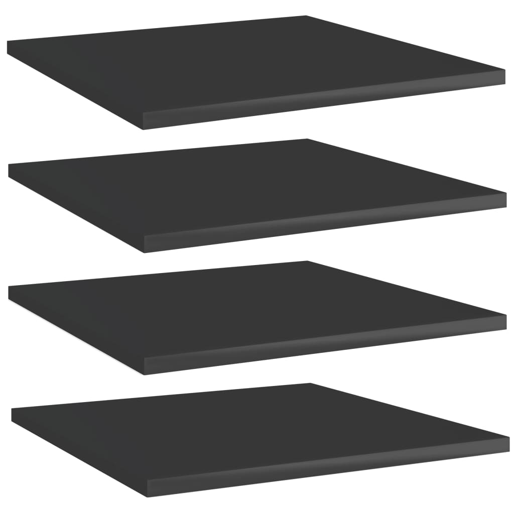 Bookshelf Boards 4 pcs High Gloss Black 40x40x1.5 cm Engineered Wood