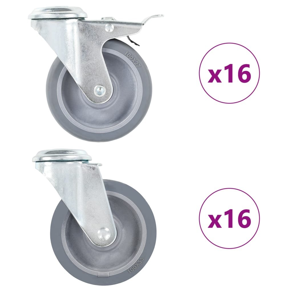 32 pcs Bolt Hole Swivel Casters 100 mm