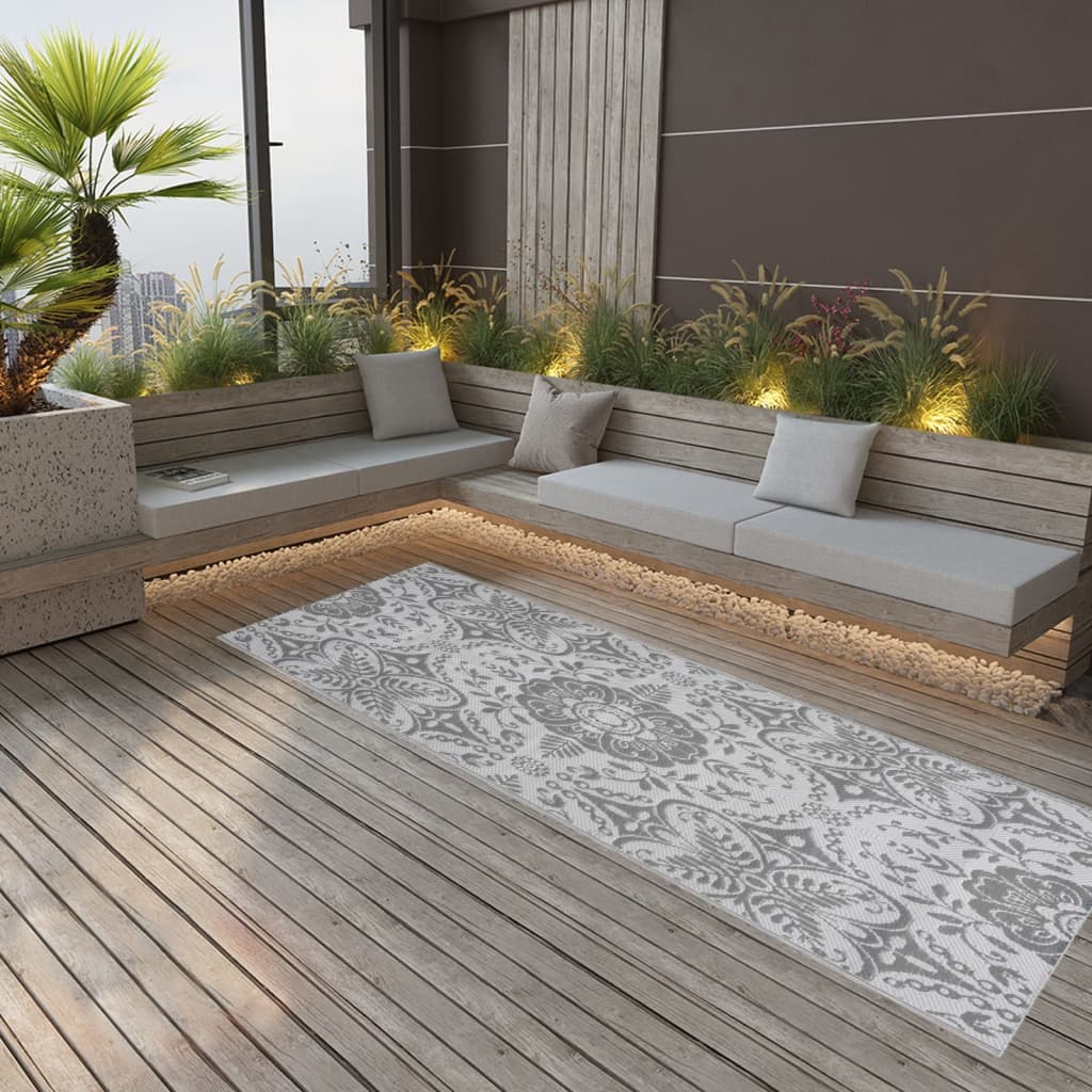 Outdoor Rug ARAKIL Light Grey 80x250 cm PP