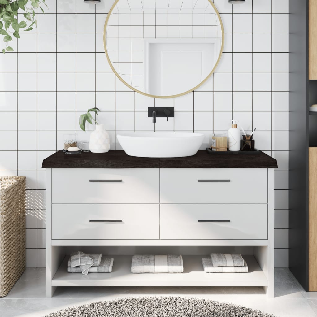 Bathroom Countertop Dark Brown 140x40x(2-6) cm Treated Solid Wood