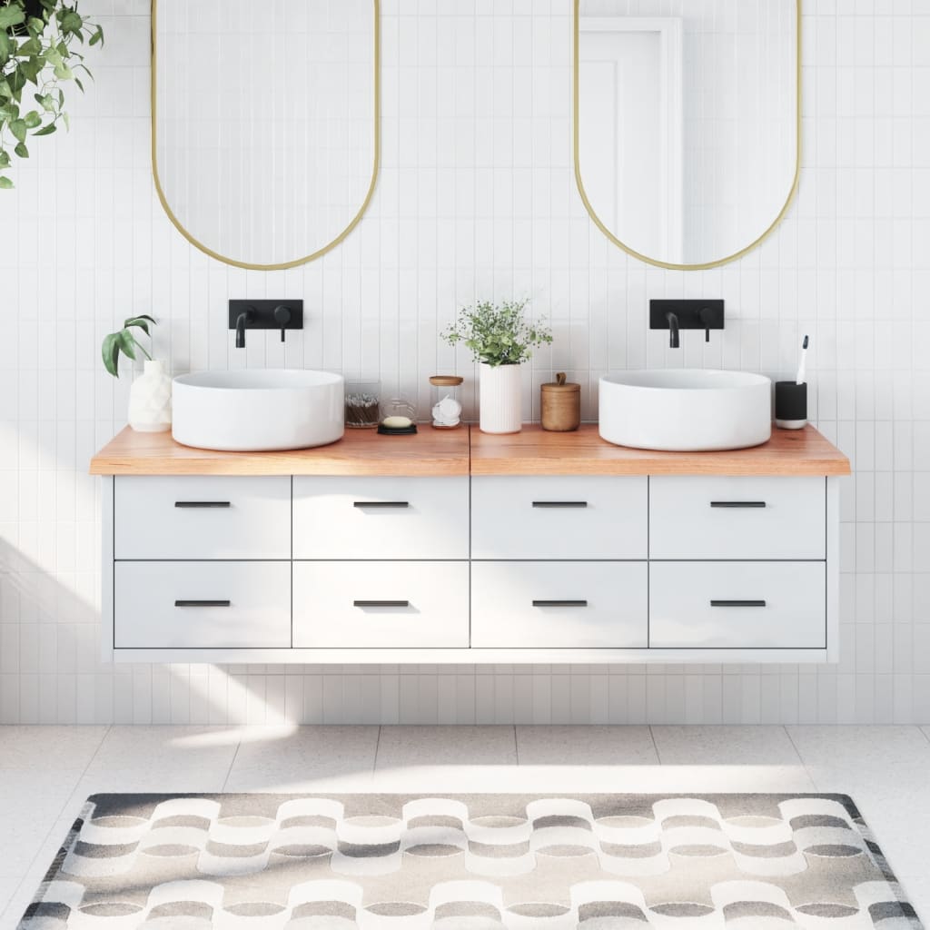 Bathroom Countertop Light Brown 180x40x(2-4)cm Treated Solid Wood