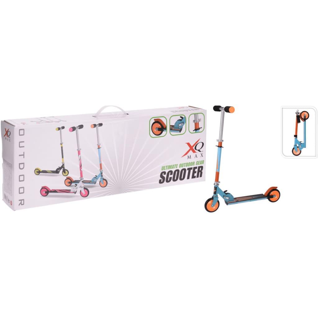 XQ Max Foldable Scooter with Foot Brake Blue and Orange