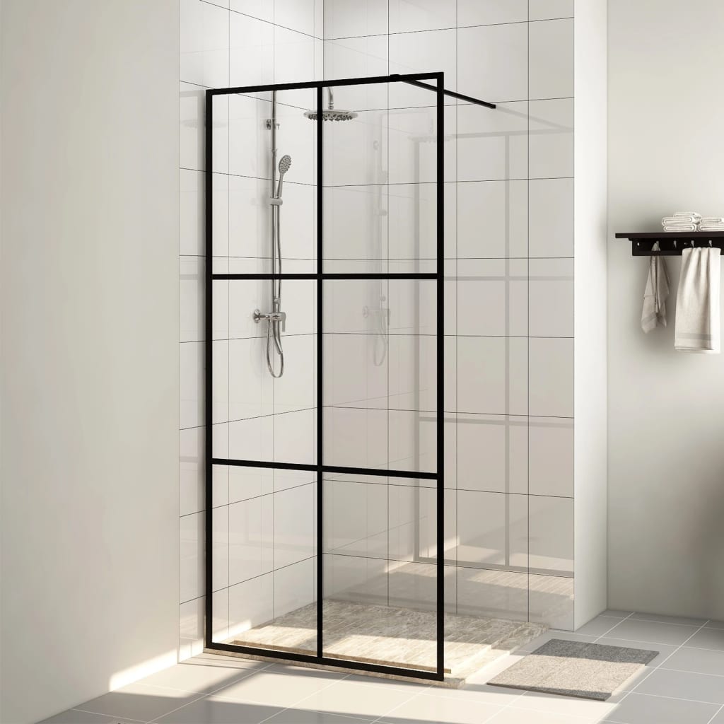 Walk-in Shower Wall with Clear ESG Glass 80x195 cm Black