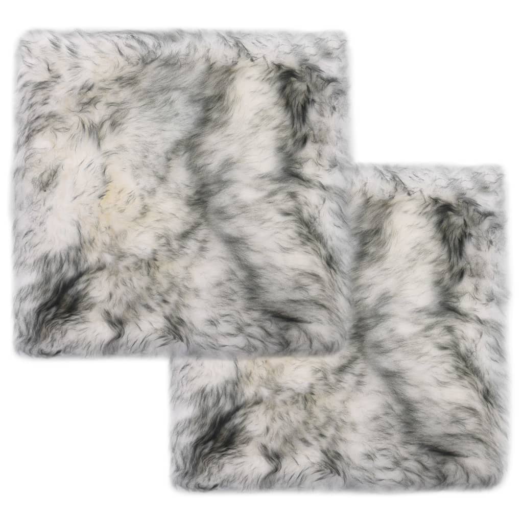 Chair Pads 2 pcs Dark Grey Melange 40x40 cm Genuine Sheep Leather