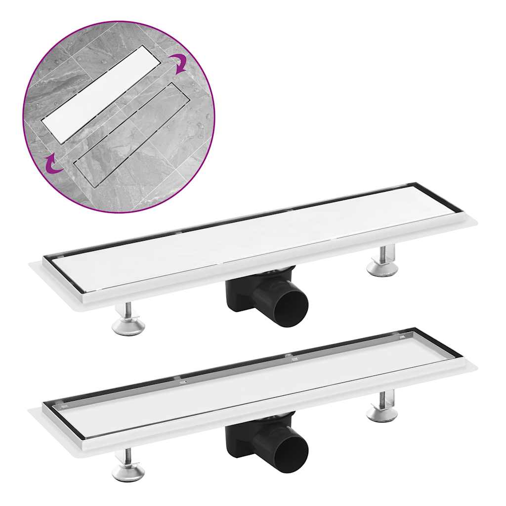 Shower Drain with 2-in-1 Cover 53x14 cm Stainless Steel