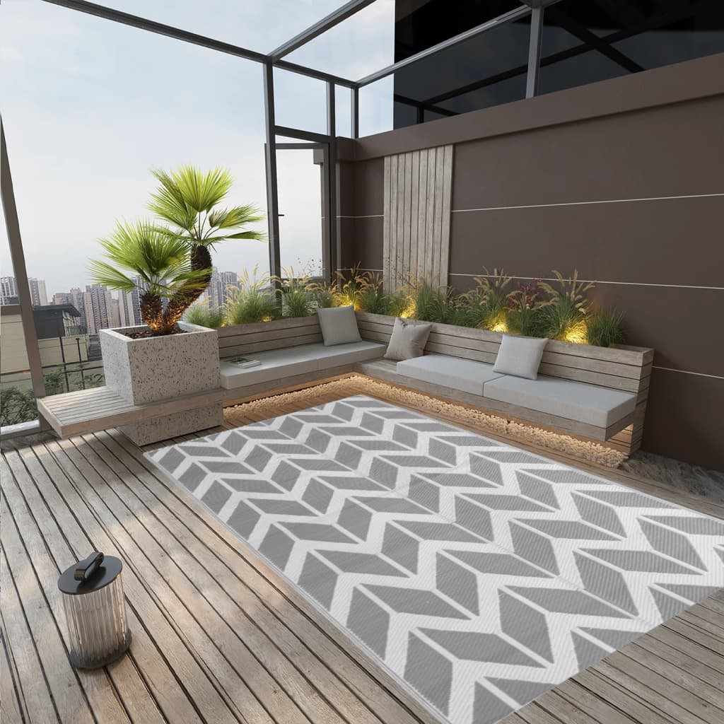 Outdoor Rug ARAKIL Grey 190x290 cm PP