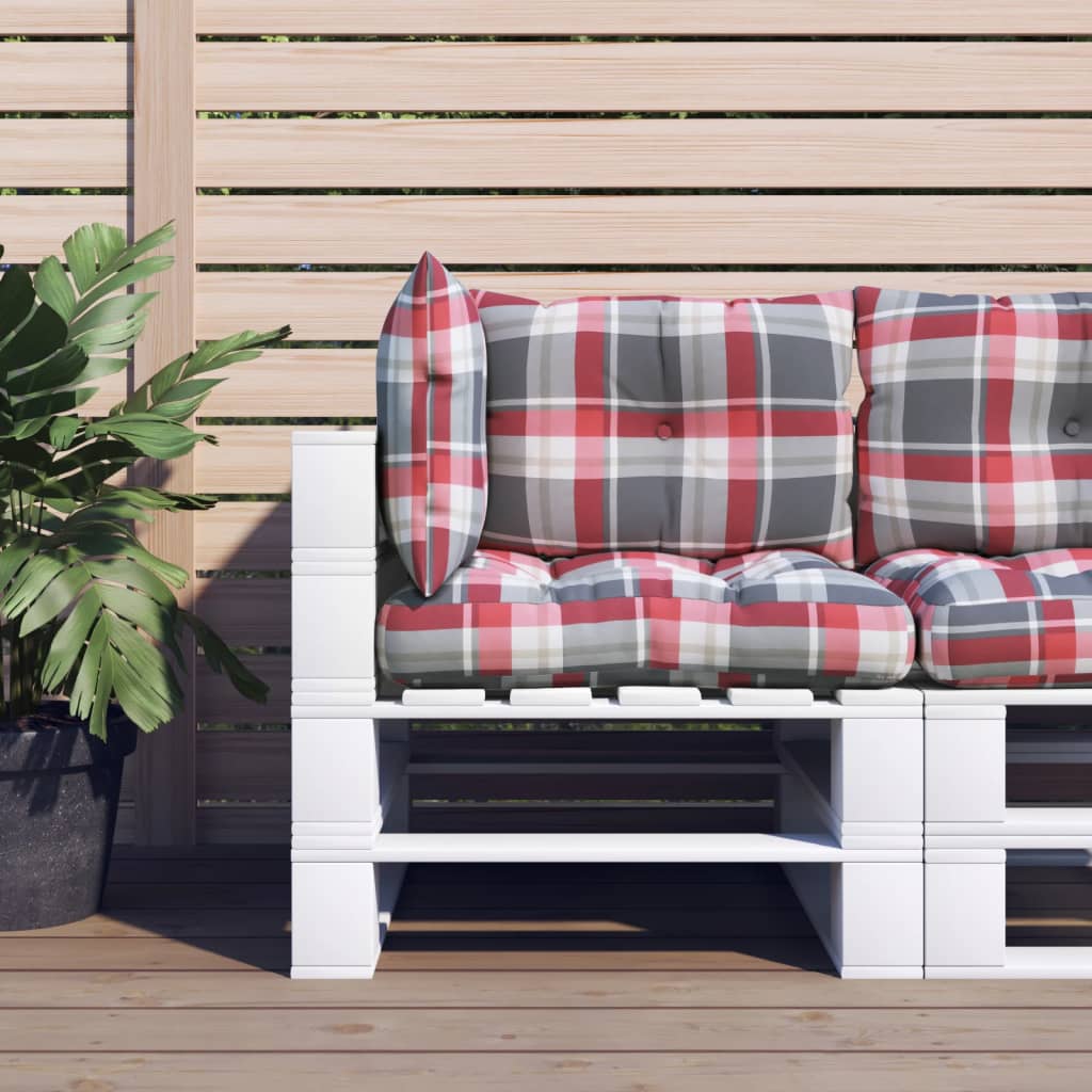 Pallet Cushions 3 pcs Red Check Pattern Fabric