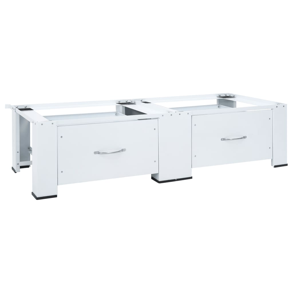 Double Washing Machine Pedestal with Drawers White