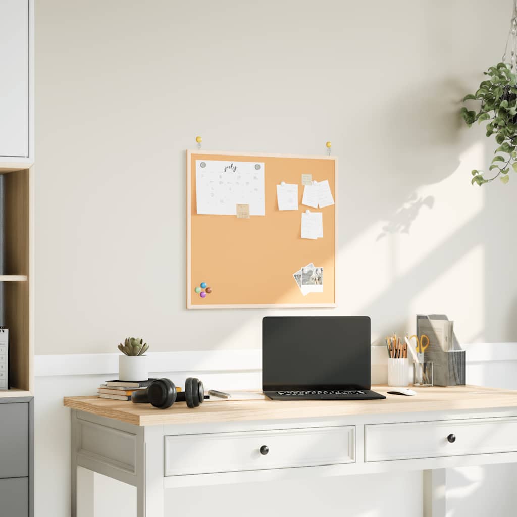 Cork Board with Solid Pine Wood Frame 60x55 cm