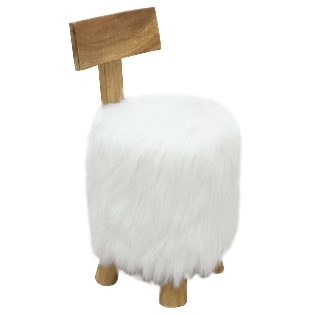 Stool White Solid Teak Wood