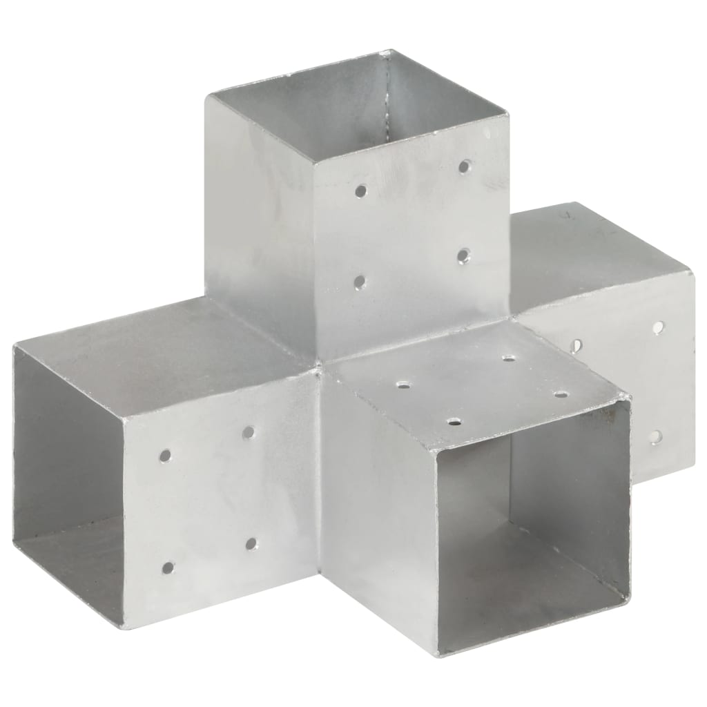 Post Connector X Shape Galvanised Metal 101x101 mm