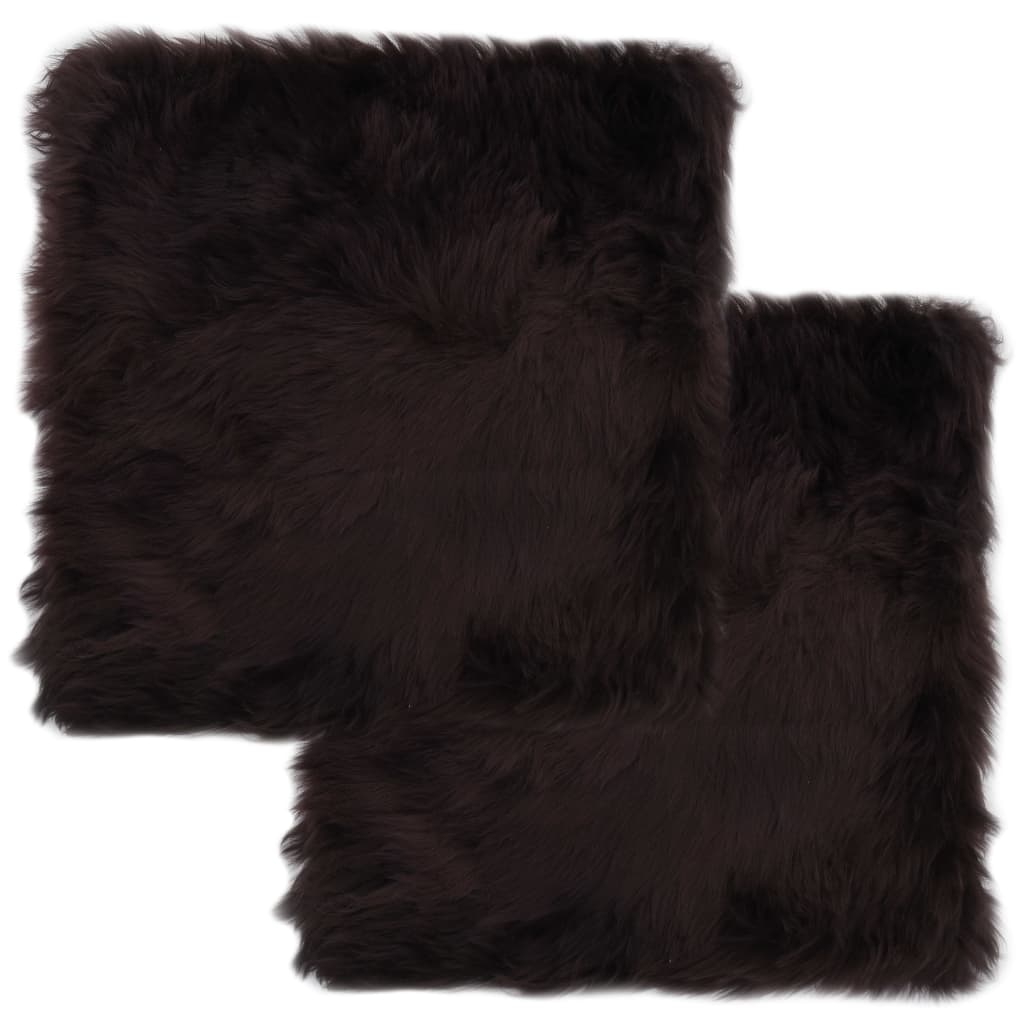 Chair Pads 2 pcs Brown 40x40 cm Genuine Sheep Leather