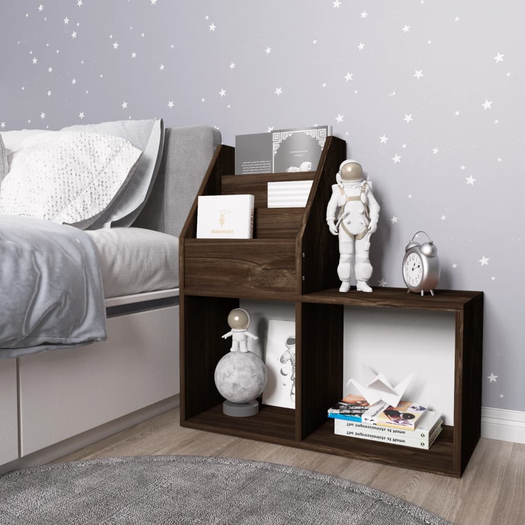 Children Magazine Rack Smoked Oak 71x30x78.5 cm Engineered Wood