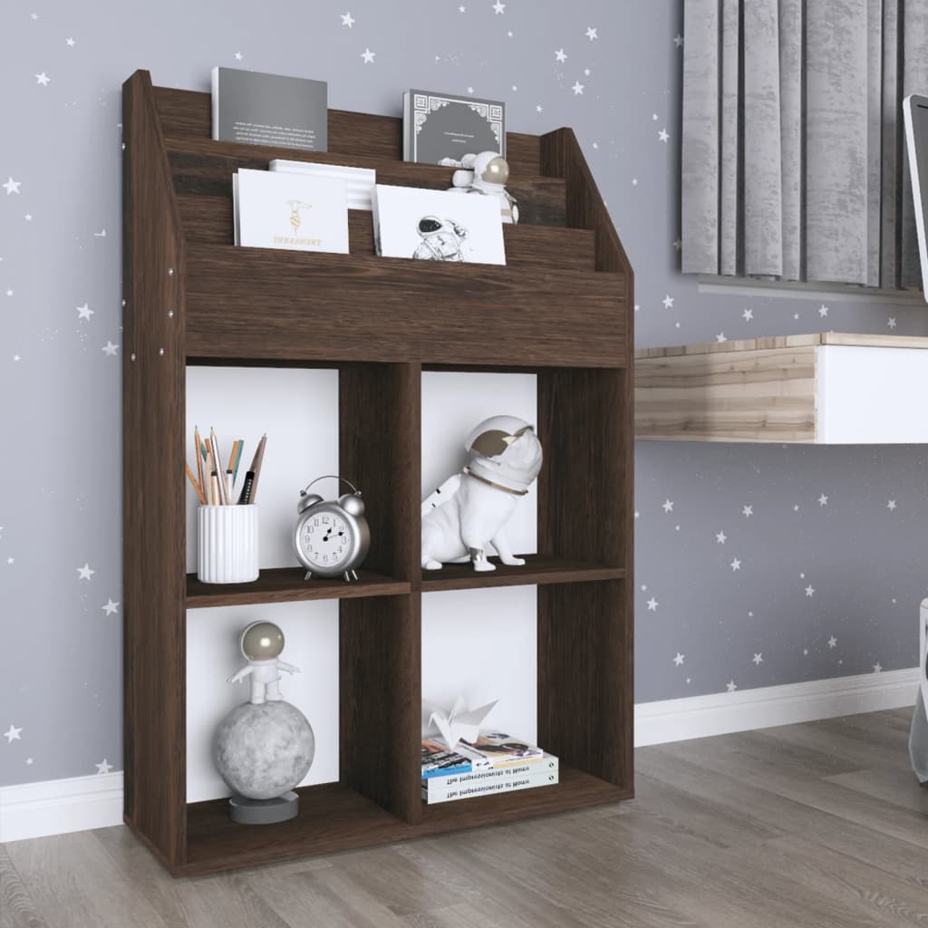 Children Magazine Rack Smoked Oak 71x30x114 cm Engineered Wood