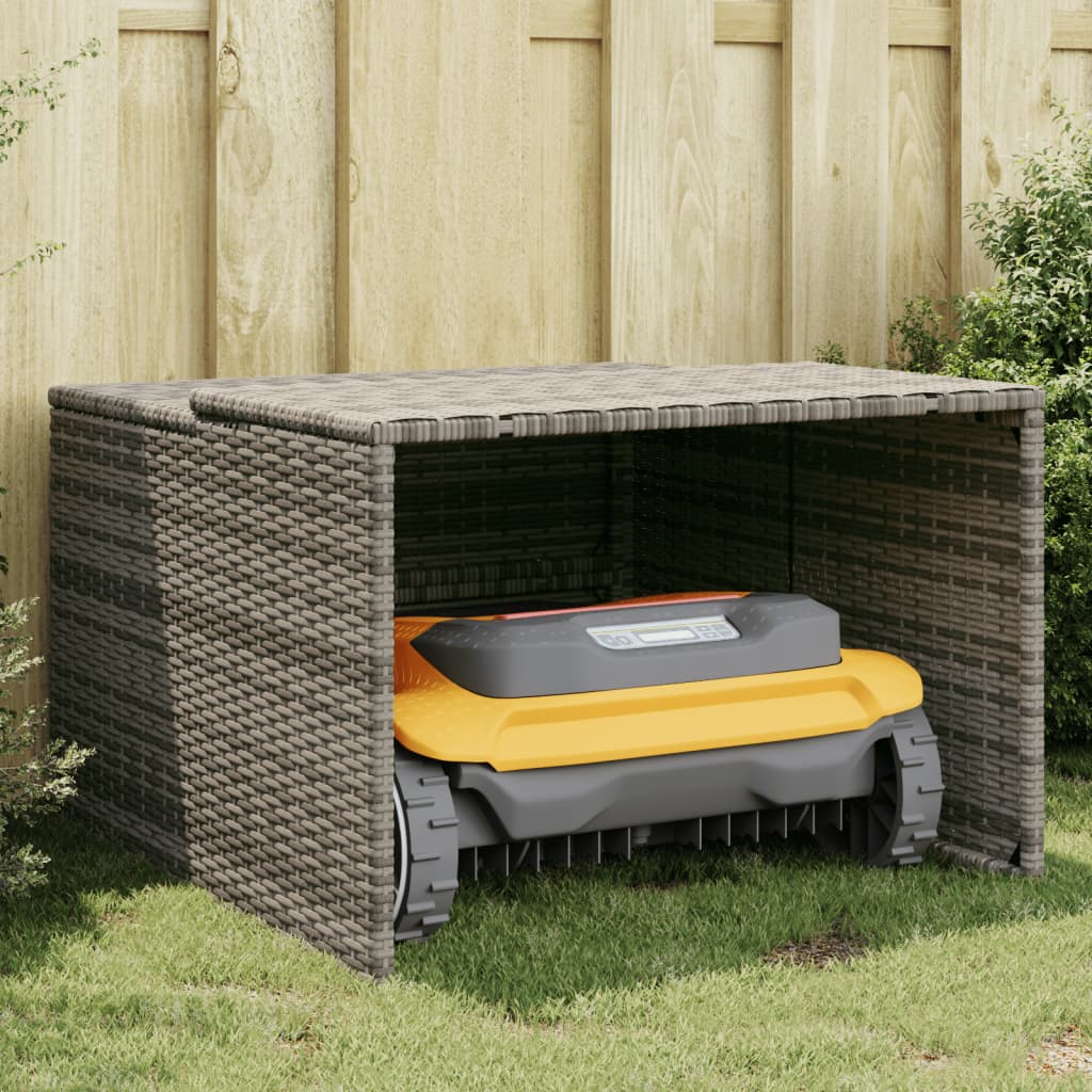 Robot Mower Garage Grey 86x90x52/57 cm Poly Rattan