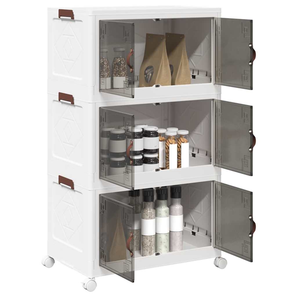 Stackable Storage Box with Wheels 3-Tier 75 L 64x39.5x110.5 cm