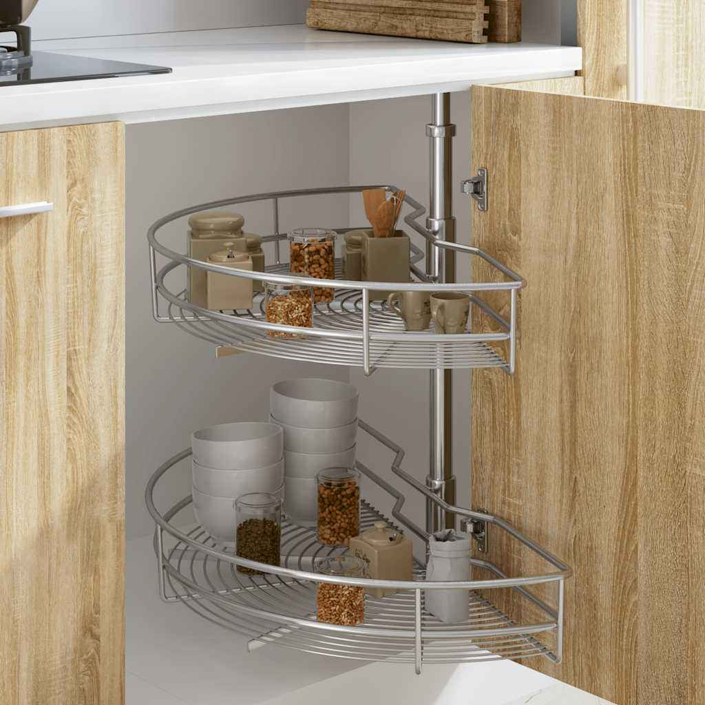 2-Tier Kitchen Wire Basket Silver 180 Degree 85x44x80 cm