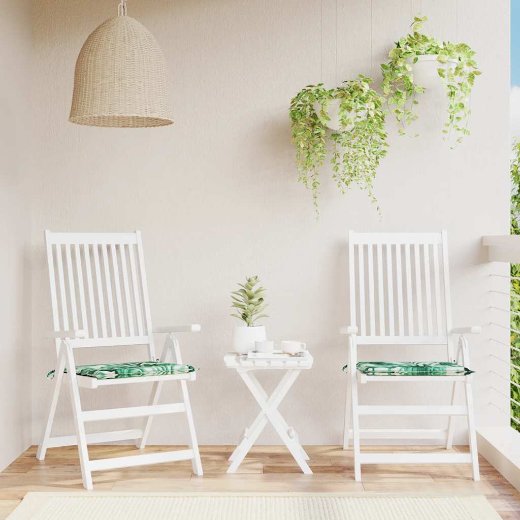 Chair Cushions 2 pcs Leaf Pattern 50x50x4 cm Fabric