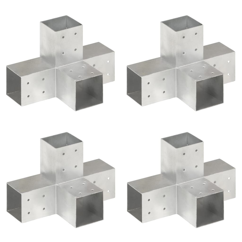 Post Connectors 4 pcs X Shape Galvanised Metal 81x81 mm