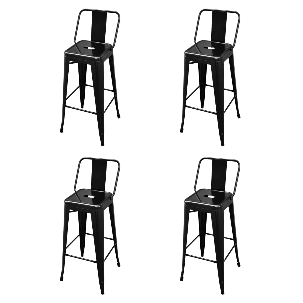 Bar Stools 4 pcs Black Steel