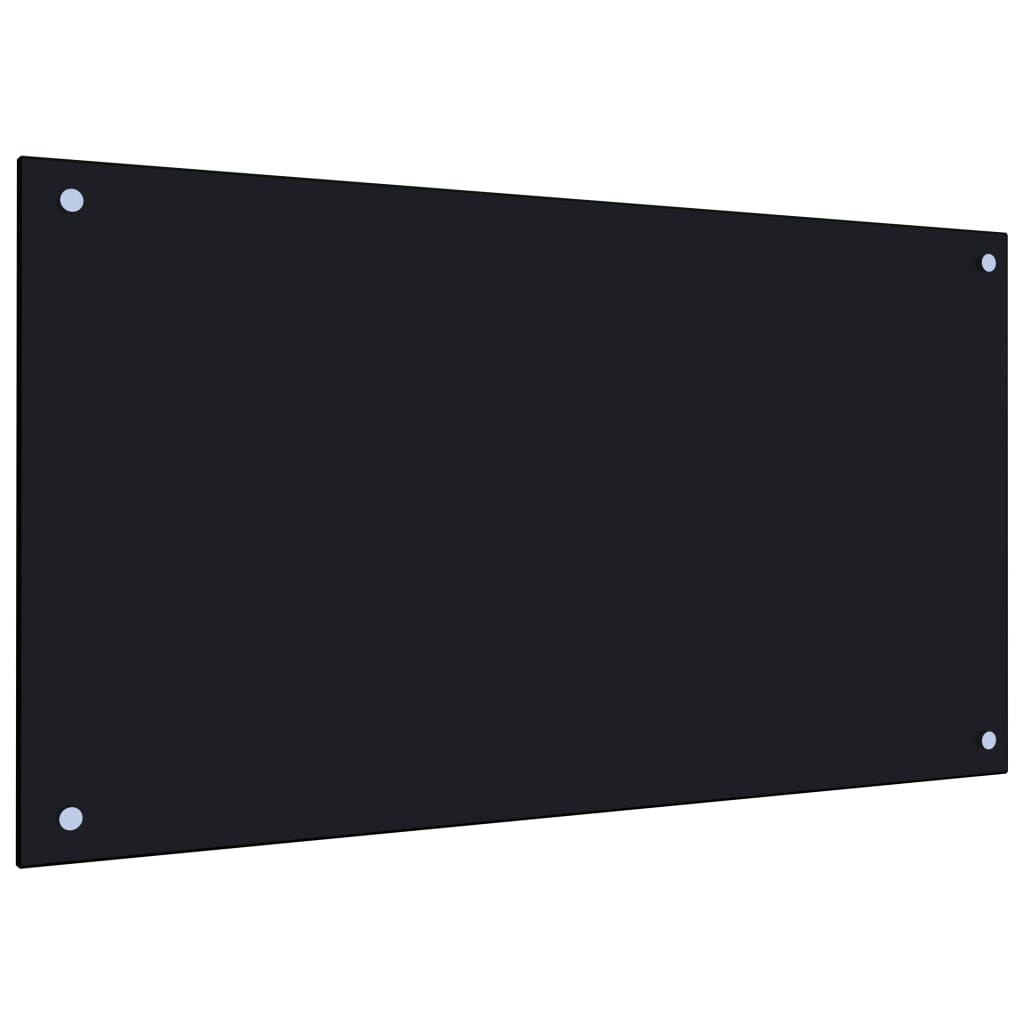 Kitchen Backsplash Black 90 x 50 cm Tempered Glass