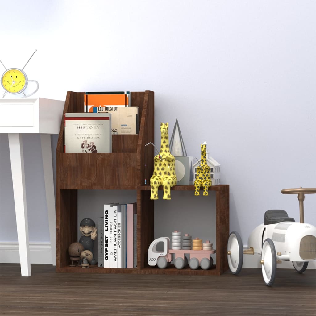 Children's Magazine Rack Brown Oak 71x30x78.5 cm Engineered Wood