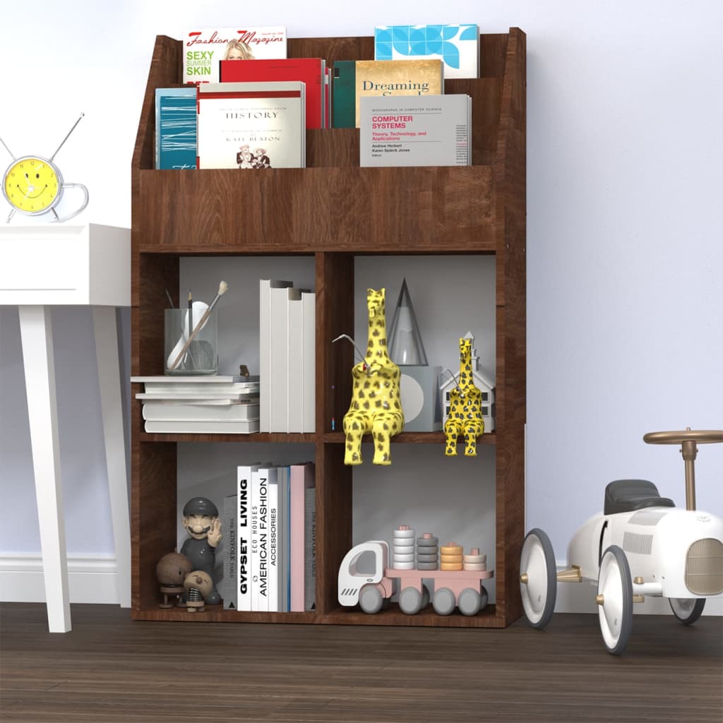 Children's Magazine Rack Brown Oak 71x30x114 cm Engineered Wood