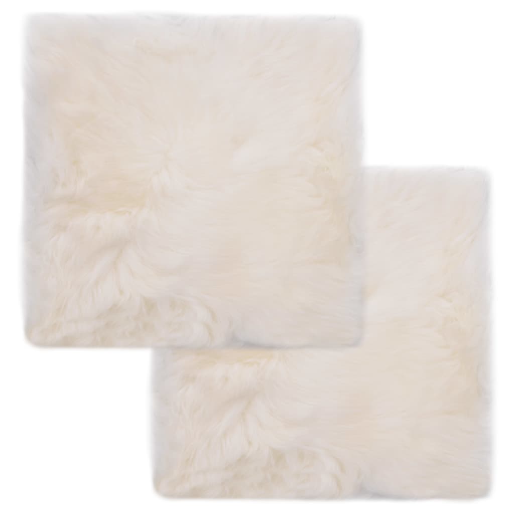 Chair Pads 2 pcs White 40x40 cm Genuine Sheep Leather