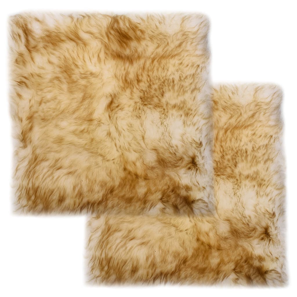 Chair Pads 2 pcs Brown Melange 40x40 cm Genuine Sheep Leather