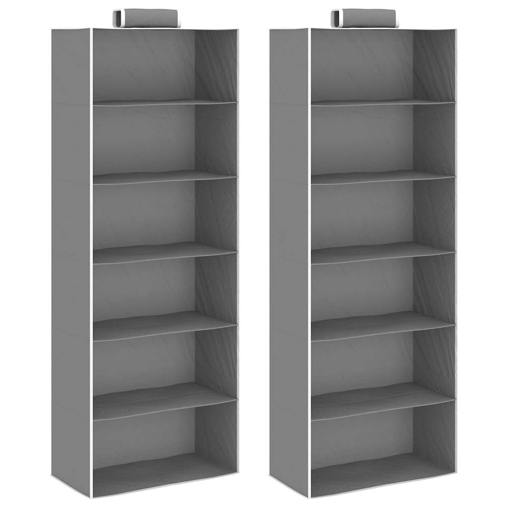 Hanging Closet Organisers 2 pcs with 6 Shelves Fabric