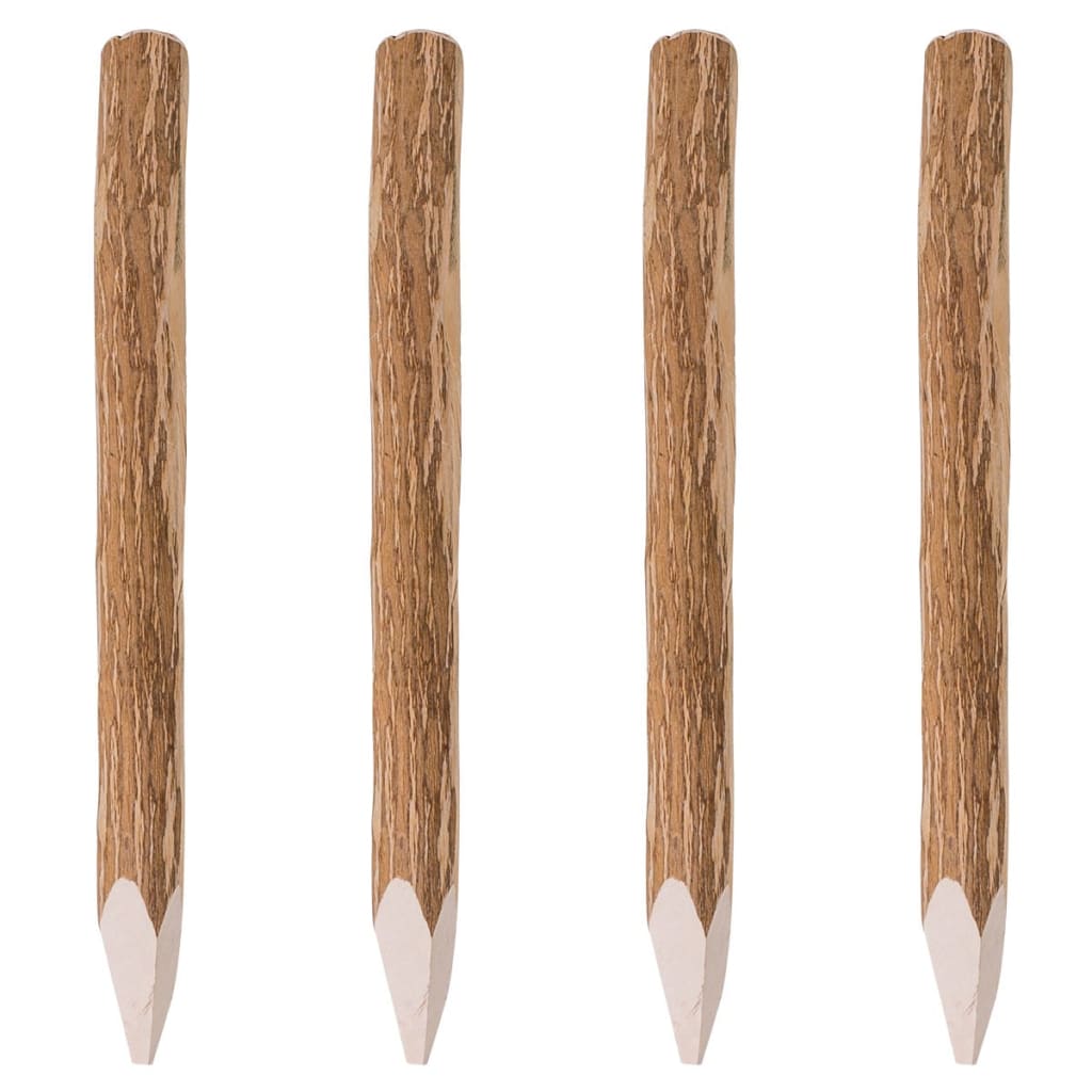 Pointed Fence Posts 4 pcs Hazel Wood 90 cm