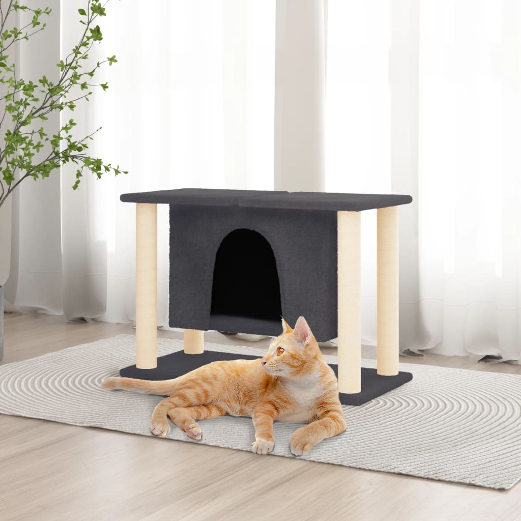 Cat Tree with Sisal Scratching Posts Dark Grey 50 cm