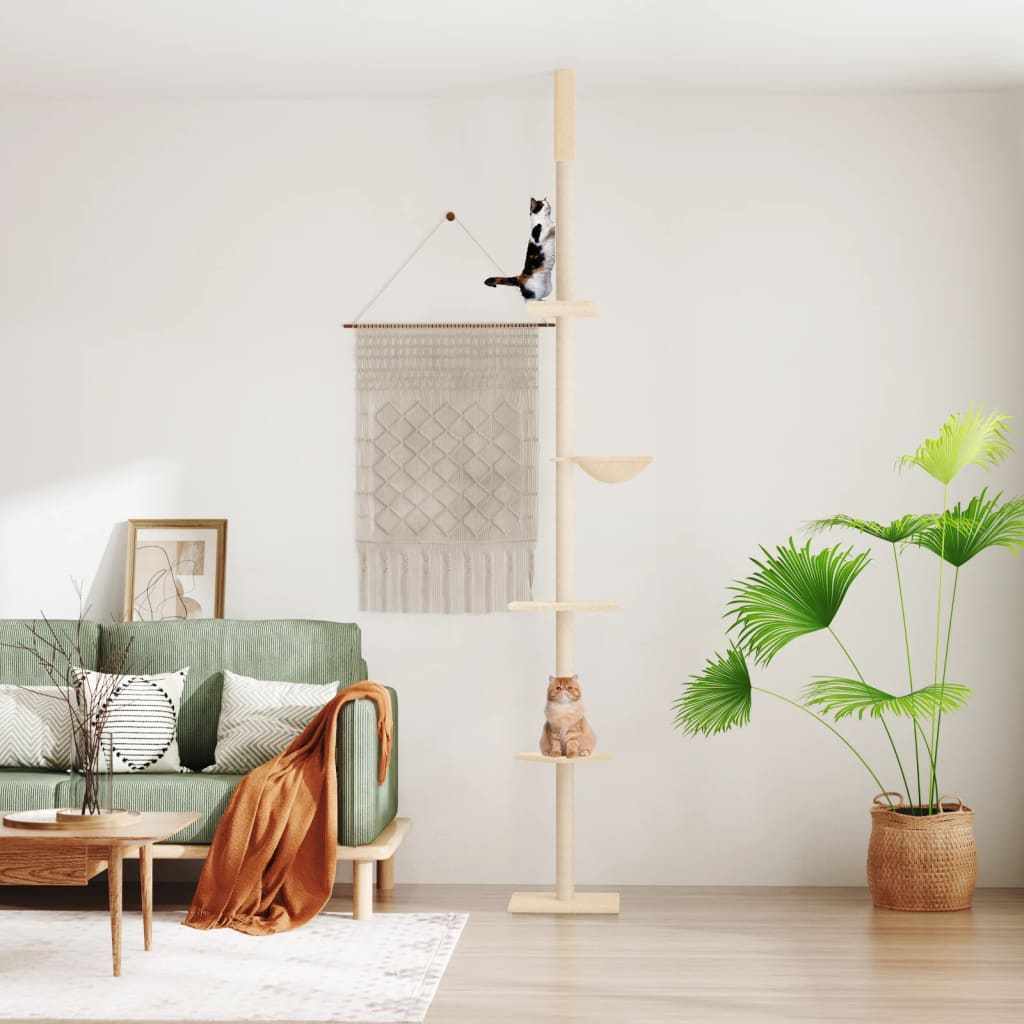 Floor to Ceiling Cat Tree Cream 263.5-289.5 cm