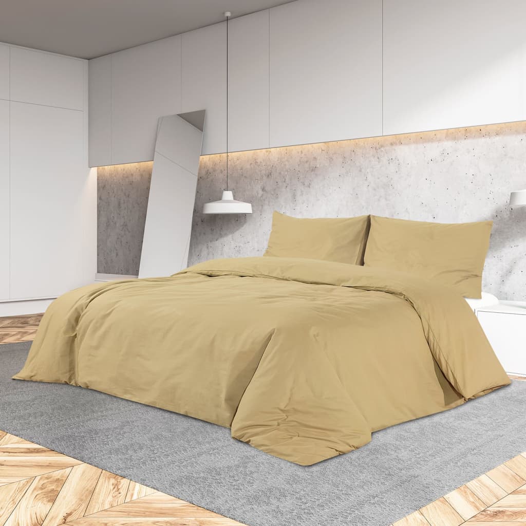 Duvet Cover Set Taupe 200x220 cm Light-weight Microfiber