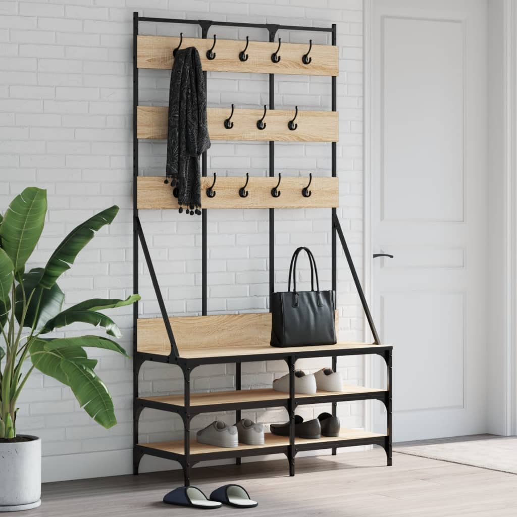 Clothes Rack with Shoe Storage Sonoma Oak 100x40x184 cm