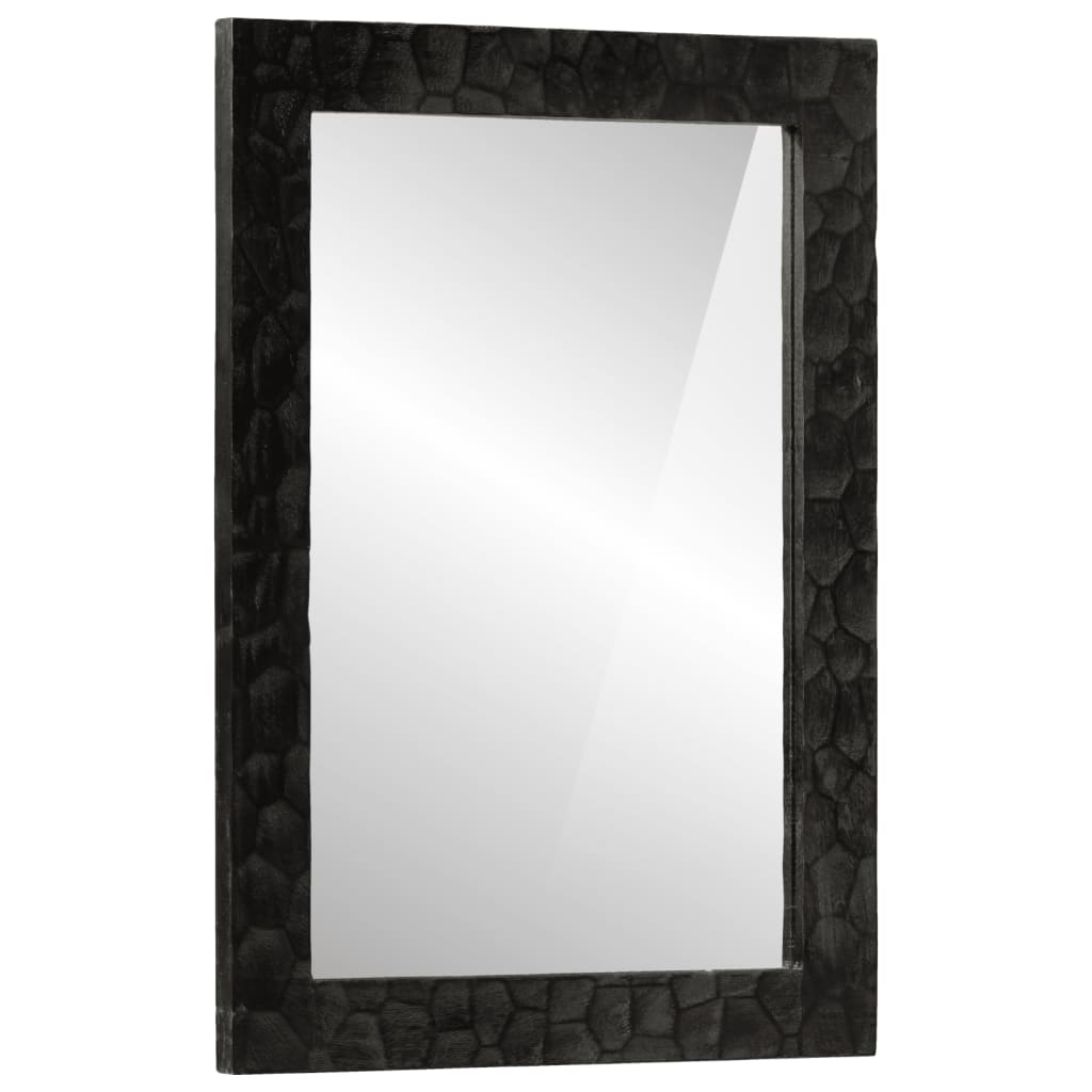 Bathroom Mirror Black 50x70x2.5 cm Solid Wood Mango and Glass