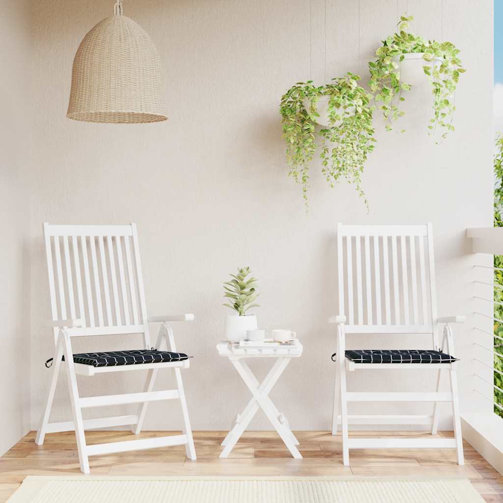 Garden Chair Cushions 2 pcs Black Check Pattern 40x40x3 cm Fabric