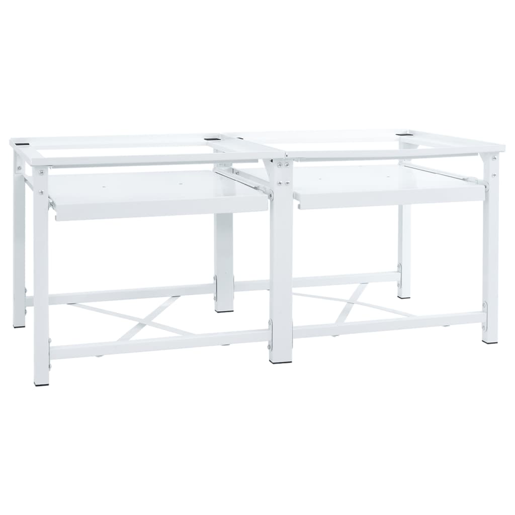 Double Washing Machine Pedestal with Pull-Out Shelves White