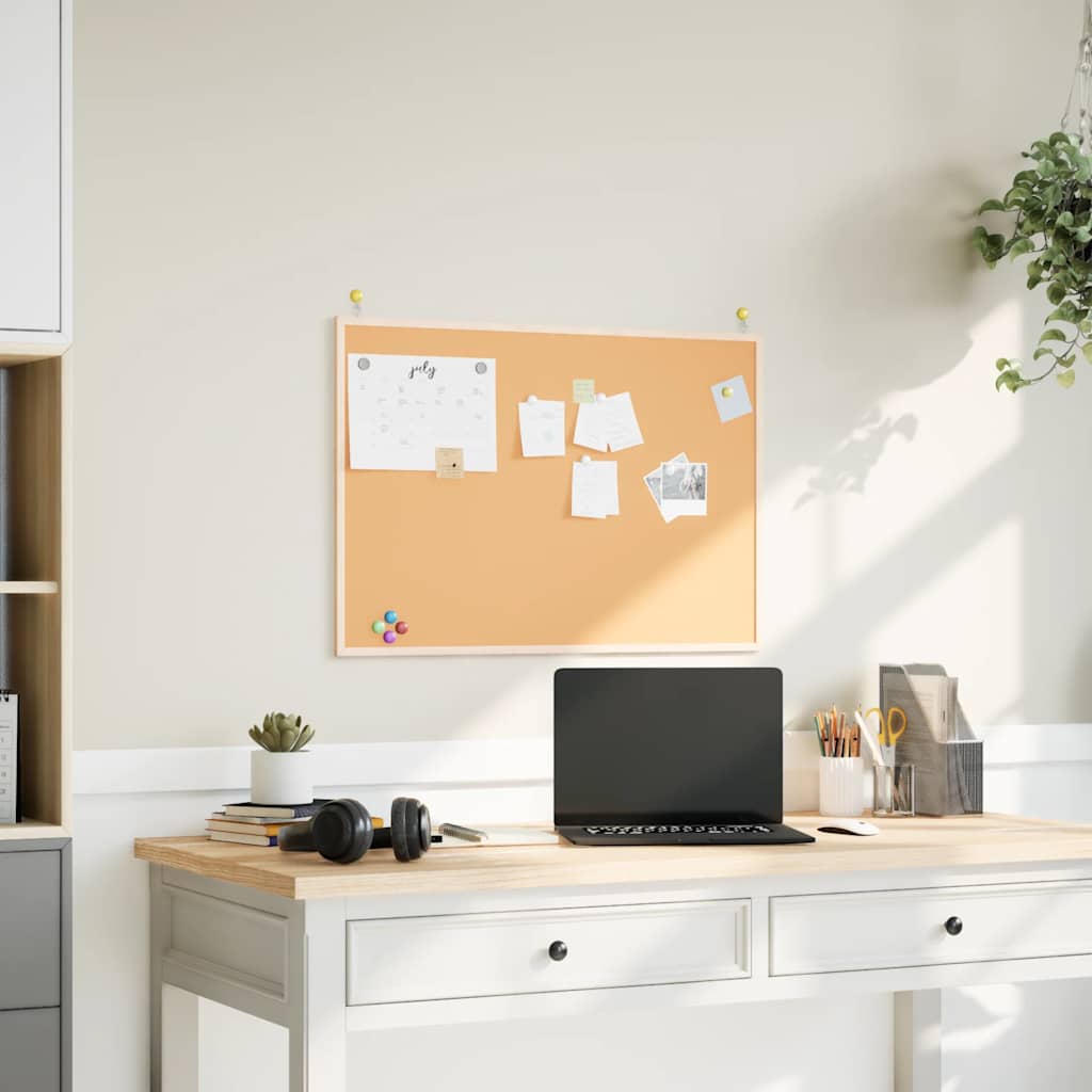 Cork Board with Solid Pine Wood Frame 80x55 cm